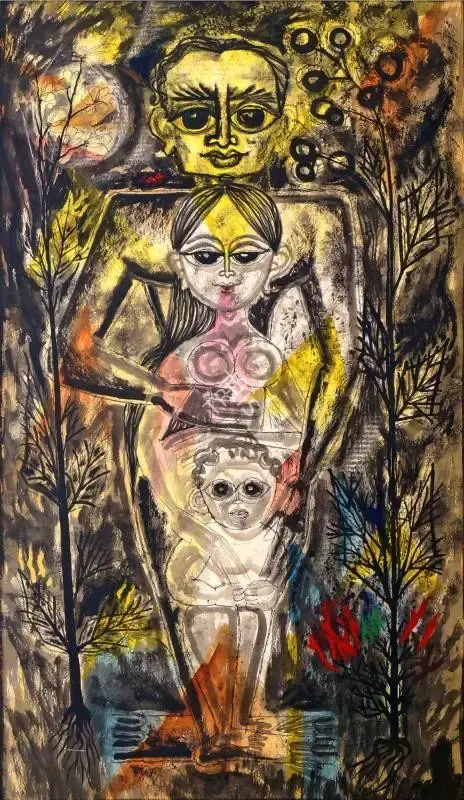 Laxman Pai (Artist), Die Familie, 1961, Painting