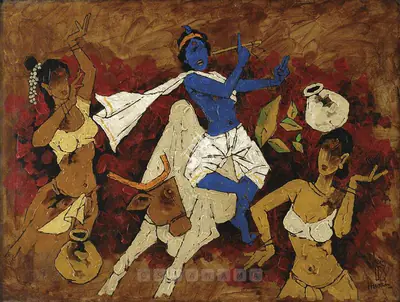 M.F. Husain (Artist), Krishna, 1989, Painting