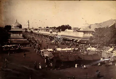 Lala Deen Dayal (Photographer), View of Manuk Chowk Street, Jaipur, Antiquarian Photograph