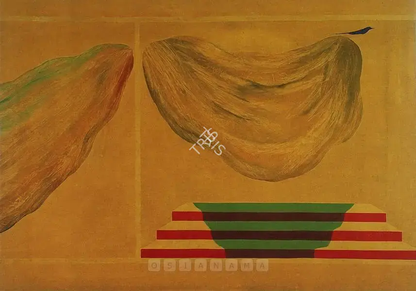 J. Swaminathan (Artist), Mountain, Tree And Bird Series, 1980, Painting