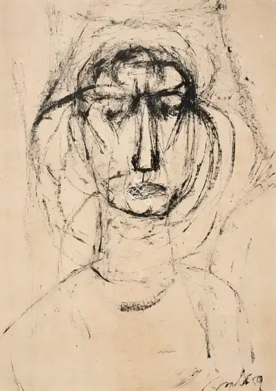 Tyeb Mehta (Artist), Untitled (Woman), 1959, Drawing