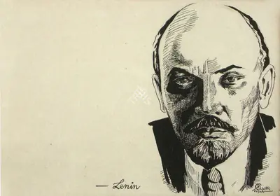 Chittaprosad (Artist), A portrait of Lenin from A Sketchbook of 30 Portraits by Chittaprosad, 1943, Drawing