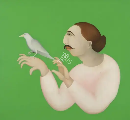 Manjit Bawa (Artist), Untitled (Man With A Bird), 1988, Painting