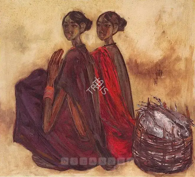 B. Prabha (Artist), Untitled (Fisher Women), 1966, Painting