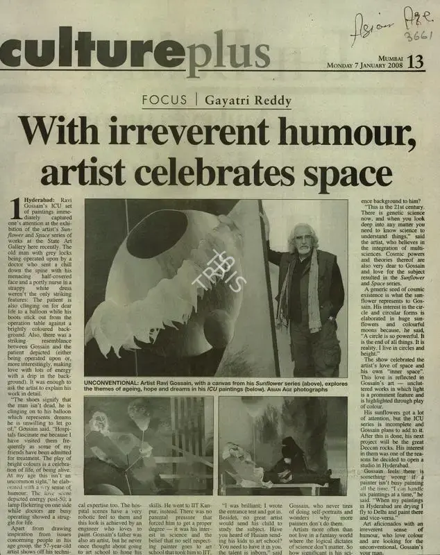 Gayatri Reddy (Reporter), With Irreverent Humour, Artist Celebrates Space, 2008, Newspaper Clipping