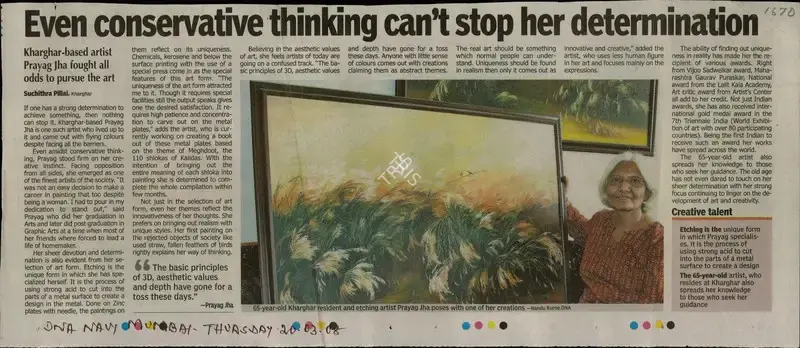 Suchithra Pillai (Reporter), Even conservative thinking can't stop her determination, 2008, Newspaper Clipping