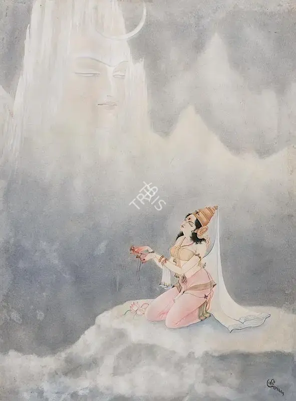 A.K. Haldar (Artist), Untitled (Princess), 1945, Painting