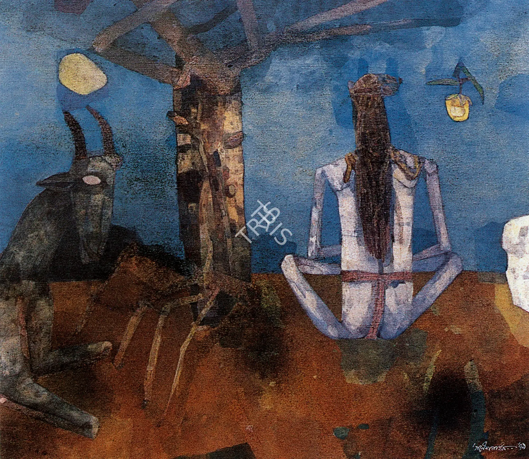 Ganesh Pyne (Artist), The Sage, 1979, Painting