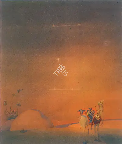 M.A.R. Chughtai (Artist), Desert Evening Solitude, Painting