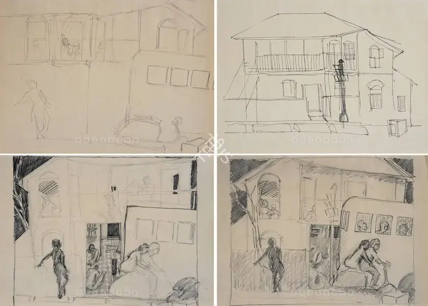 Sudhir Patwardhan (Artist), Study For 'Street Corner, Drawing