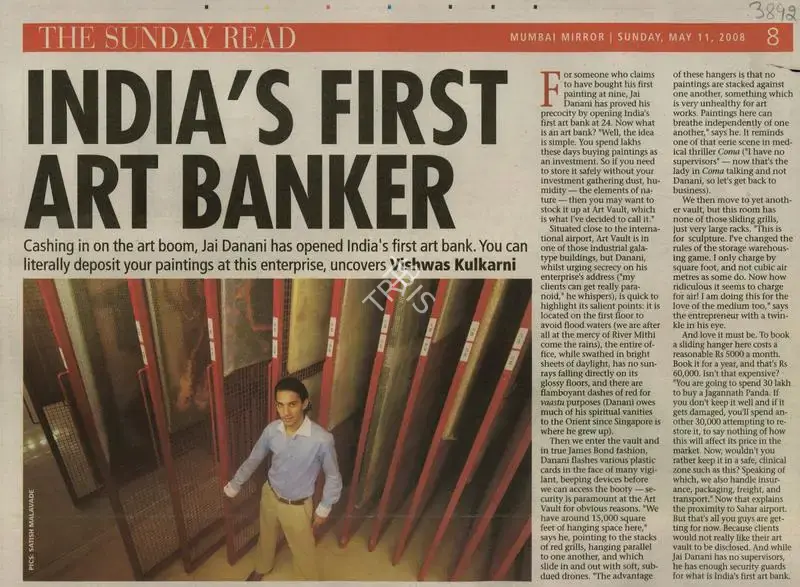 Vishwas Kulkarni (Reporter), India's First Art Banker, 2008, Newspaper Clipping