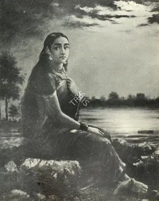 Raja Ravi Varma (Artist), Lady in Moonlight, 1889, Painting