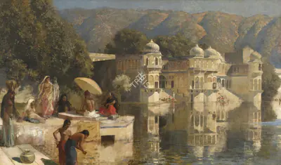 Edwin Lord Weeks (Artist), Lake at Oodeypore, India, 1893, Painting