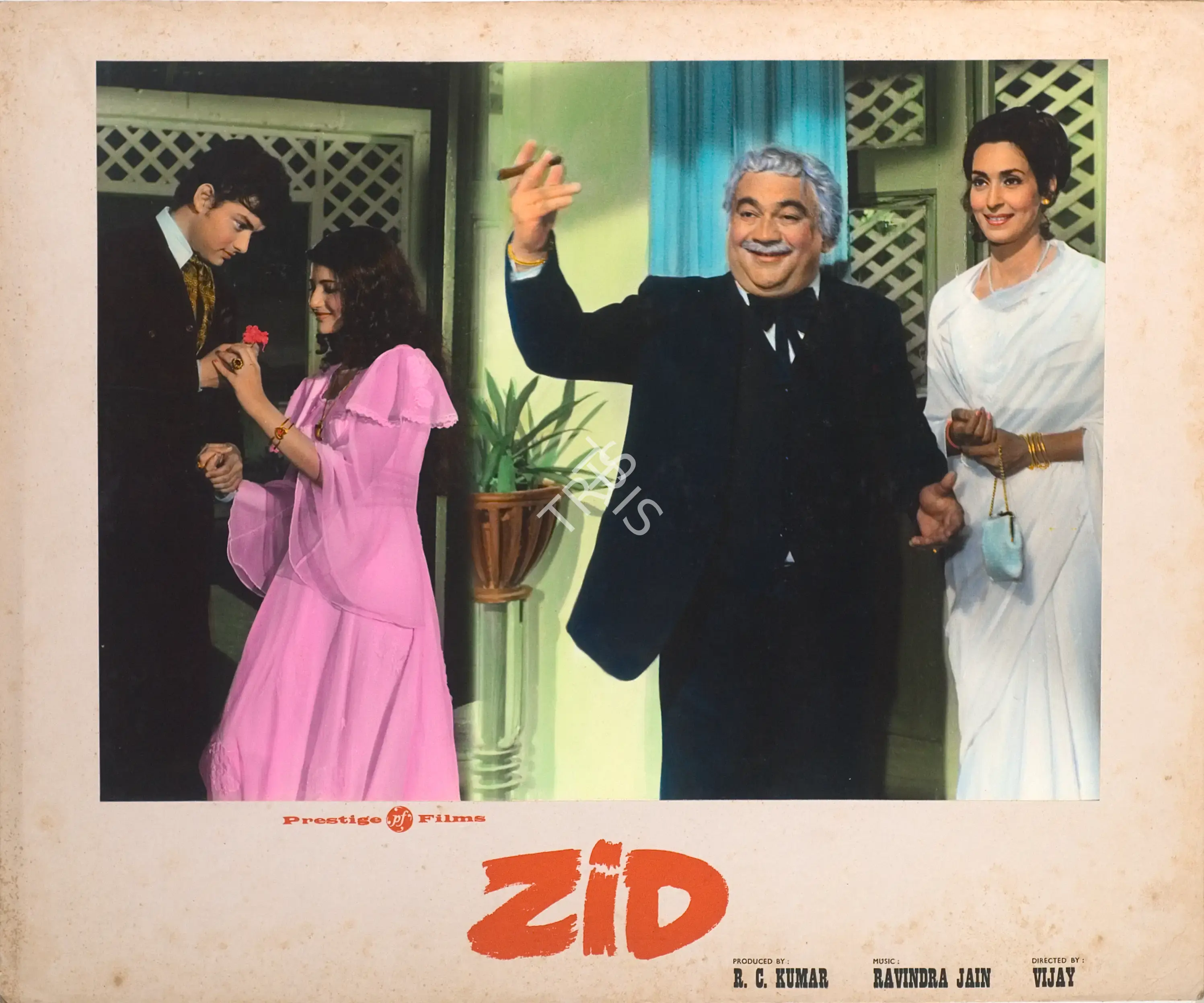 R.C. Kumar (Producer), Zid, 1976, Photographic Still Mounted on Lobby Card