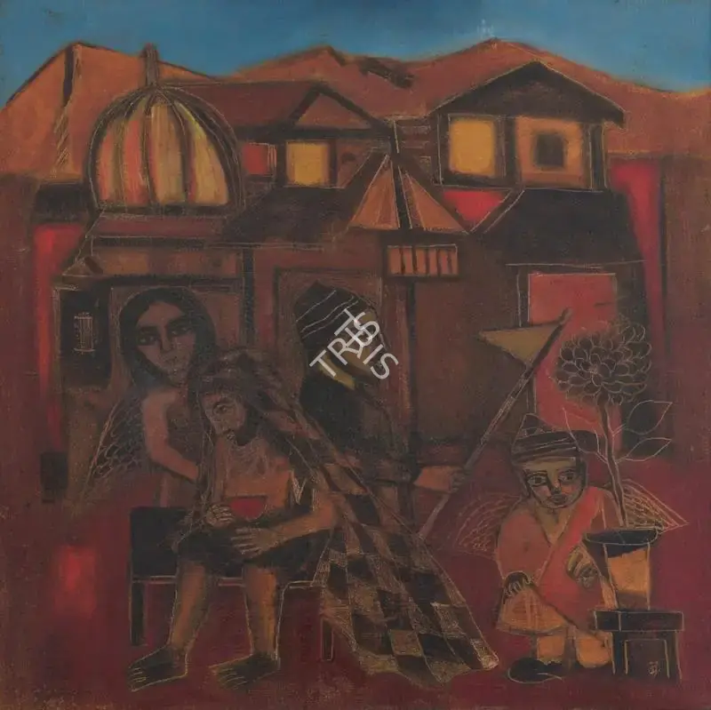 Badri Narayan (Artist), The Beggar and the Gandharvas, 1990, Painting