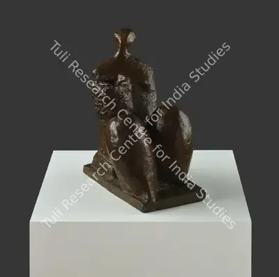 Prodosh Dasgupta (Artist), Woman with Basket, 1990, Sculpture