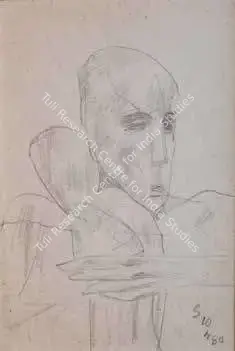 Somnath Hore (Artist), Untitled (Man with Child), 1980, Drawing