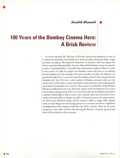 Kaushik Bhaumik (Essayist), 100 Years of the Bombay Cinema Hero, 2013, Essay
