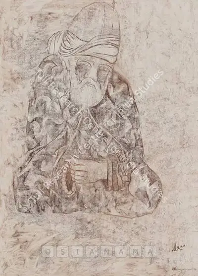 Krishen Khanna (Artist), Maulana, Drawing