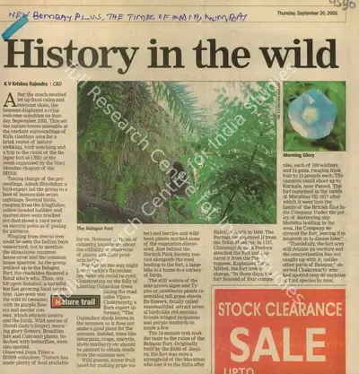 K.V. Krishna Rajendra (Reporter), History in the Wild, 2005, Newspaper Clipping