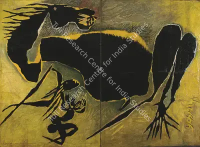 Prokash Karmakar (Artist), Conflict Series (Diptych), 1971, Painting
