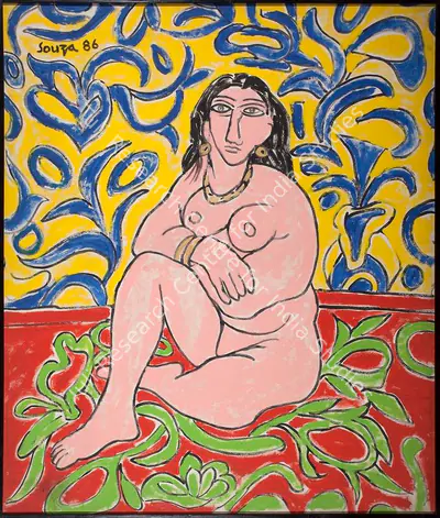 F.N. Souza (Artist), Untitled (Nude - After Henri Matisse), 1986, Painting
