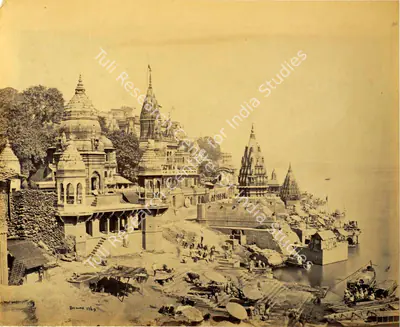 Samuel Bourne (Photographer), The Burning Ghat at Benares on Ganga, 1865, Antiquarian Photograph
