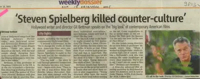 Shivangi Ambani (Writer), Steven Spielberg Killed Counter- Culture, 2005, Newspaper Clipping