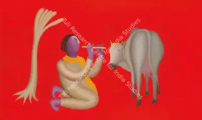 Manjit Bawa (Artist), Untitled (Krishna and Cow), 1997, Painting