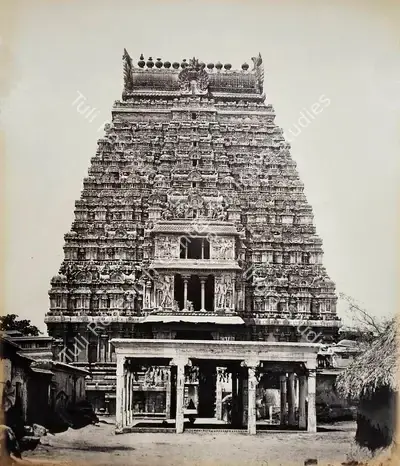 Edmund David Lyon (Photographer), Seringum Pagoda, Trichinopoly (large gopuram), Antiquarian Photograph