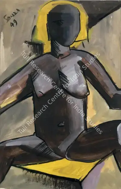 F.N. Souza (Artist), Female Nude, 1949, Painting