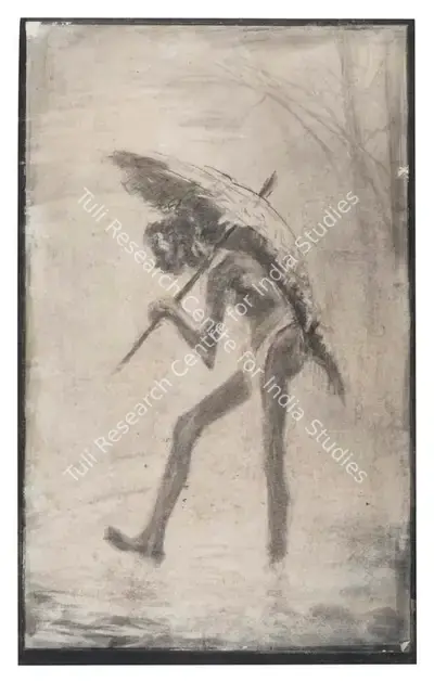 D.P. Roy Chowdhury (Artist), Man with Umbrella, Painting