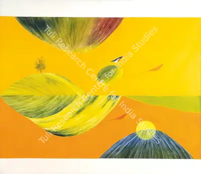 J. Swaminathan (Artist), Mountain And Bird Series, 1974, Painting