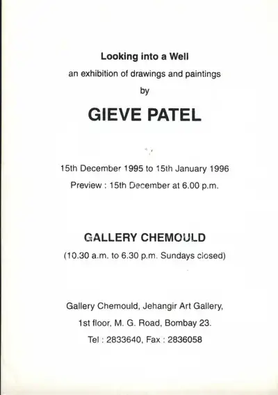 Gieve Patel (Artist), Looking into a Well, 1995, Solo Exhibition Invitation