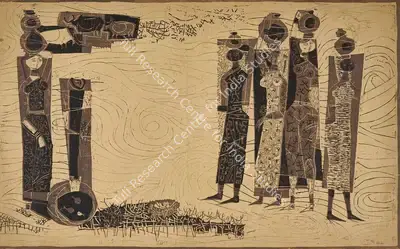 Shanti Dave (Artist), Untitled (At the Well), 1955, Painting