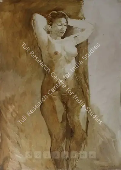Jamil Naqsh (Artist), Standing Nude, Painting