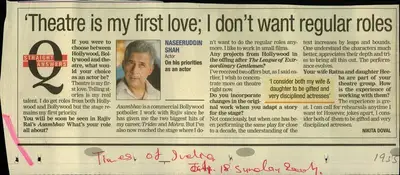Nikita Doval (Reporter), Theatre is my first love; I don't want regular roles, 2004, Newspaper Clipping