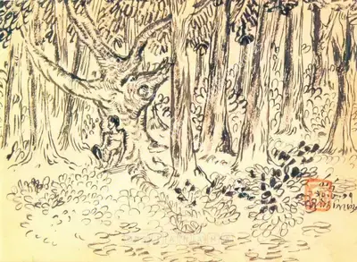 Nandalal Bose (Artist), Peace In The Forest, 1939, Painting