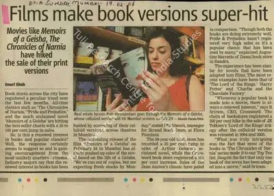 Gouri Shah (Reporter), Films Make Book Versions Super-Hit, 2006, Newspaper Clipping