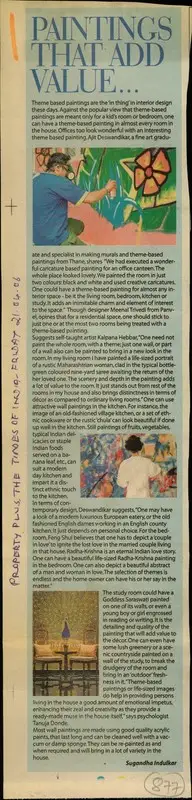 Sugandha Indulkar (Reporter), Paintings that Add Value…, 2006, Newspaper Clipping