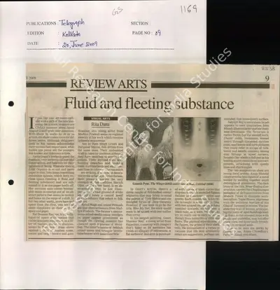 Rita Datta (Reporter), Fluid and Fleeting Substance, 2009, Newspaper Clipping