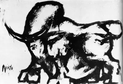 Nikhil Biswas (Artist), The Bull, 1966, Drawing