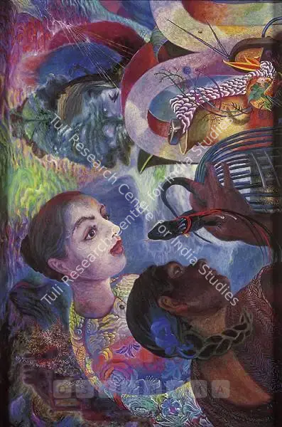 Kaleka, Ranbir (Artist). Two Women With A Lizard. Oil on canvas, 1986-2002 | Painting | FineArts | 00376625