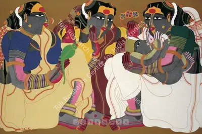 Thota Vaikuntam (Artist), Women With Mother And Child, 2006, Painting