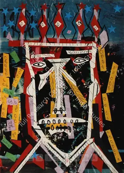 F.N. Souza (Artist), Crowned Head, 1962, Graphic Art