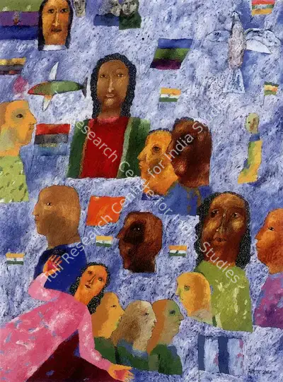 Arpita Singh (Artist), Faces In The Crowd, 1984, Painting