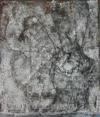 Jamil Naqsh (Artist), Grey Woman With Pigeon, Painting