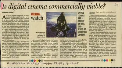 Venkatesh Ganesh (Reporter), Is digital cinema commercually viable?, 2006, Newspaper Clipping
