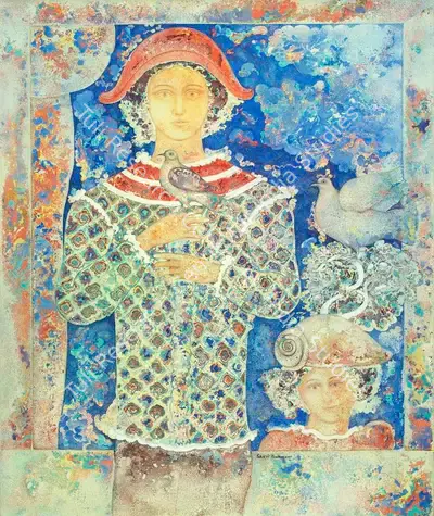 Sakti Burman (Artist), Un prince d'Azur (A Prince of Blue), 1985, Painting