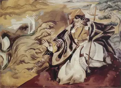 Sabavala, Jehangir (Artist). Benkei, the Warrior Priest I. Oil on Canvas, 1955 | The Crucible of Painting | Painting | FineArts | 00182396